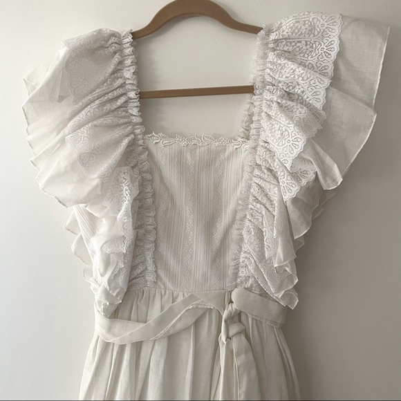 Vintage Dance Allure by Alfredo Angelo white lace ruffle sleeve dress